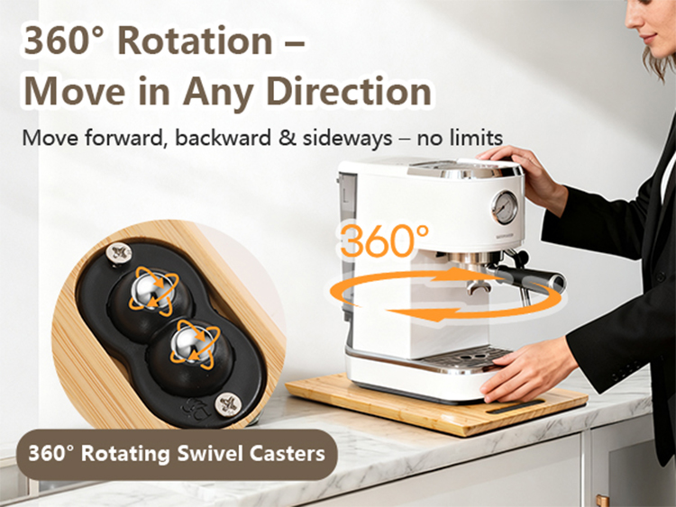Bamboo coffee machine mobile tray, 360° rotating kitchen appliance, silent sliding base, cabinet storage rack(Image4) Bamboo coffee machine mobile tray, 360° rotating kitchen appliance, silent sliding base, cabinet storage rack(Image4)