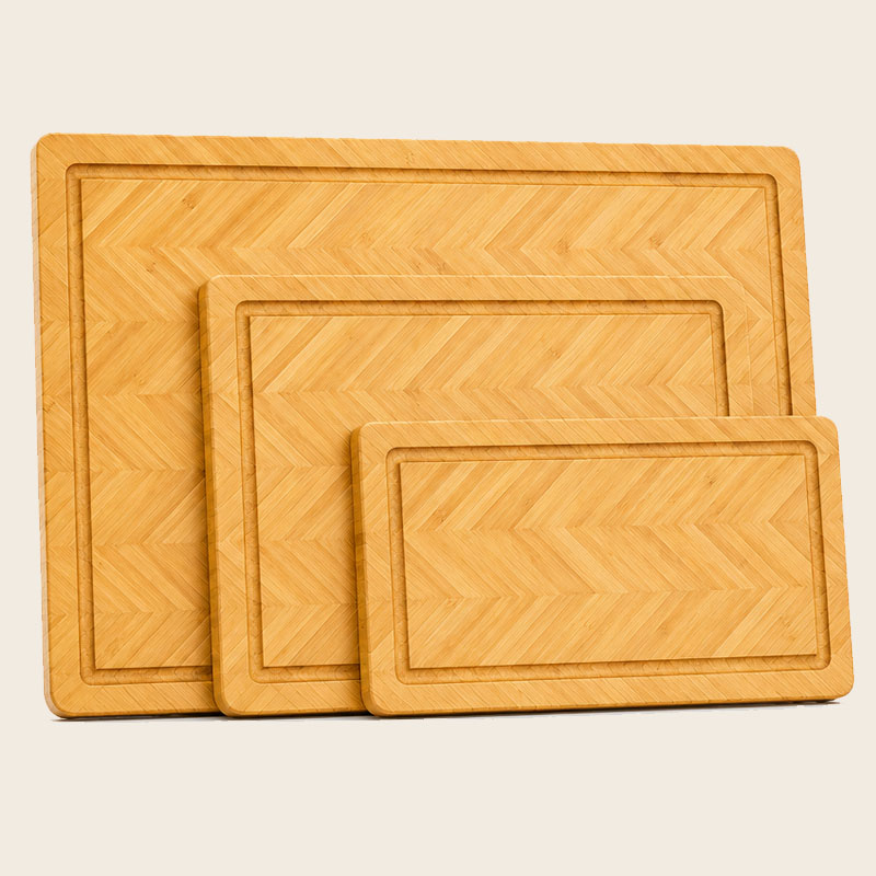 Herringbone Bamboo Cutting Board Set