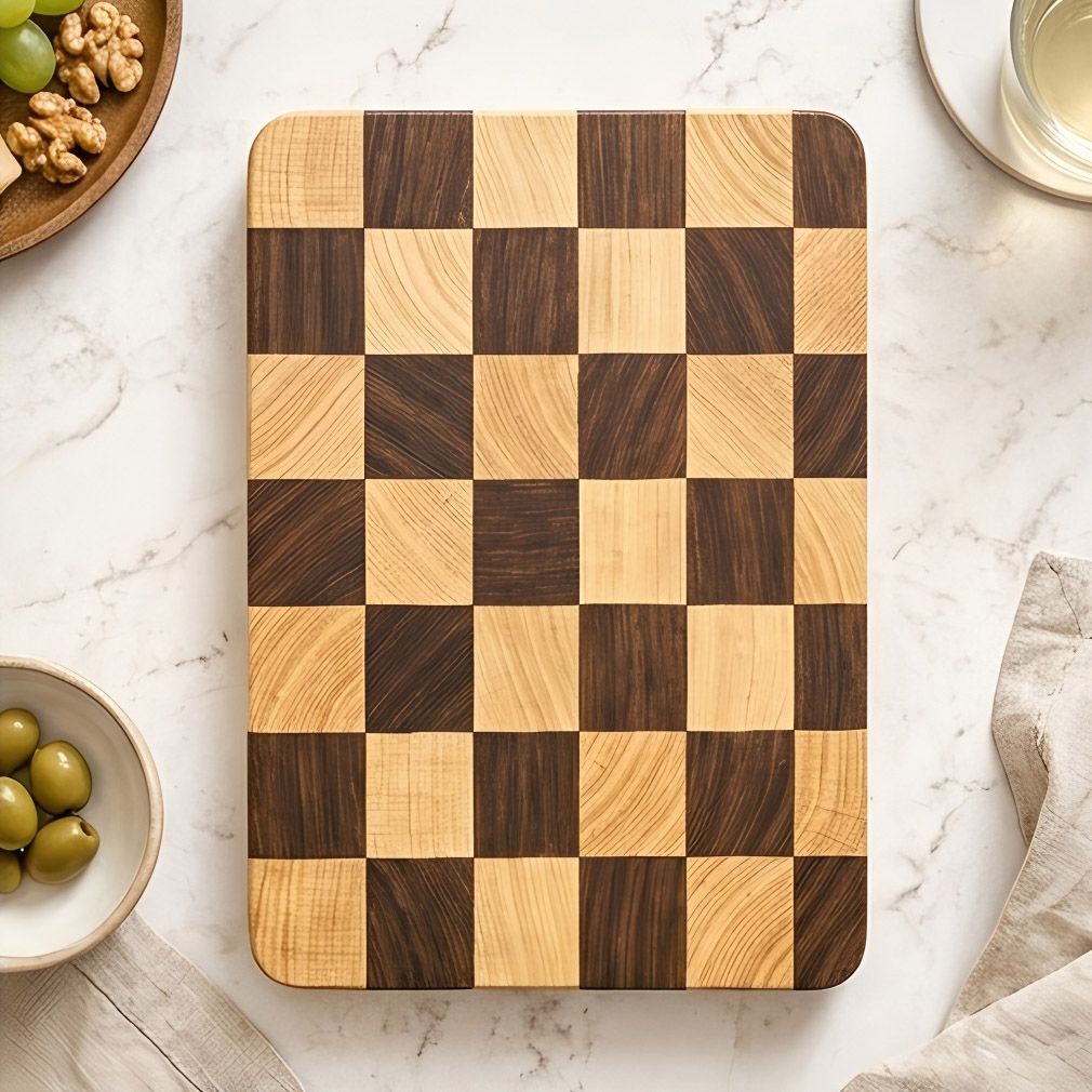 Checkerboard Bamboo Cutting Board