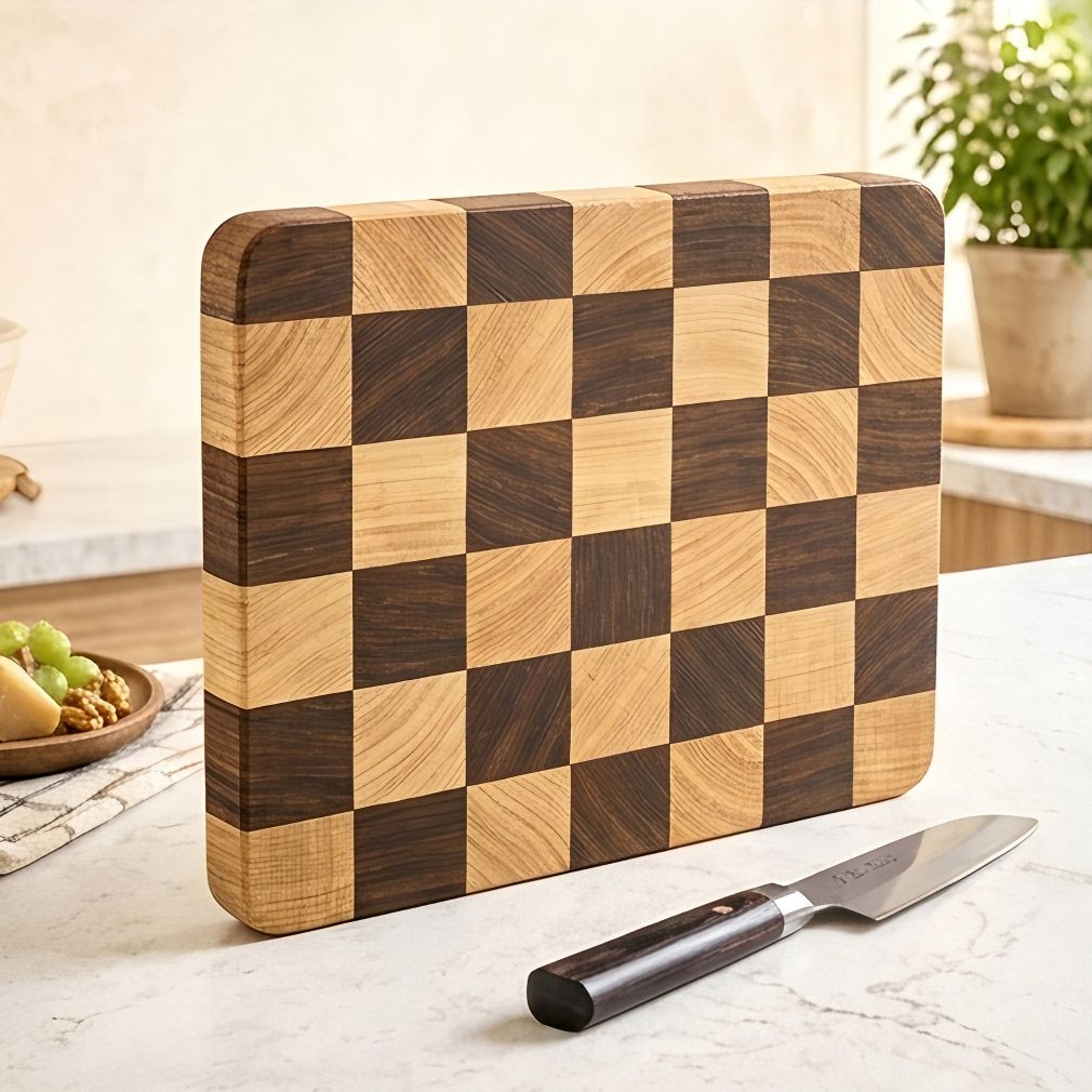 Checkerboard Bamboo Cutting Board