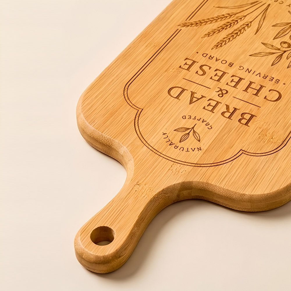 Bamboo cutting board with handle
