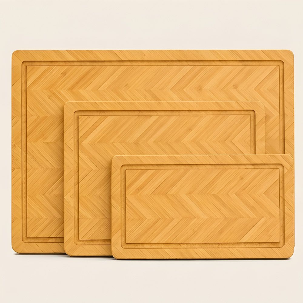 Herringbone Bamboo Cutting Board Set
