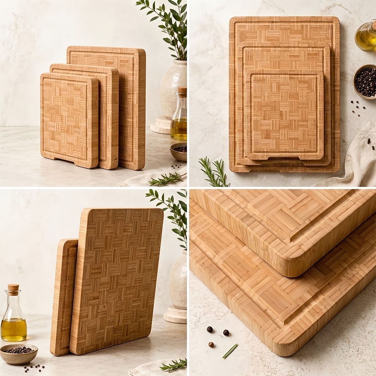 Crystal Mosaic Bamboo Cutting Board Set(Image1) Crystal Mosaic Bamboo Cutting Board Set(Image1)