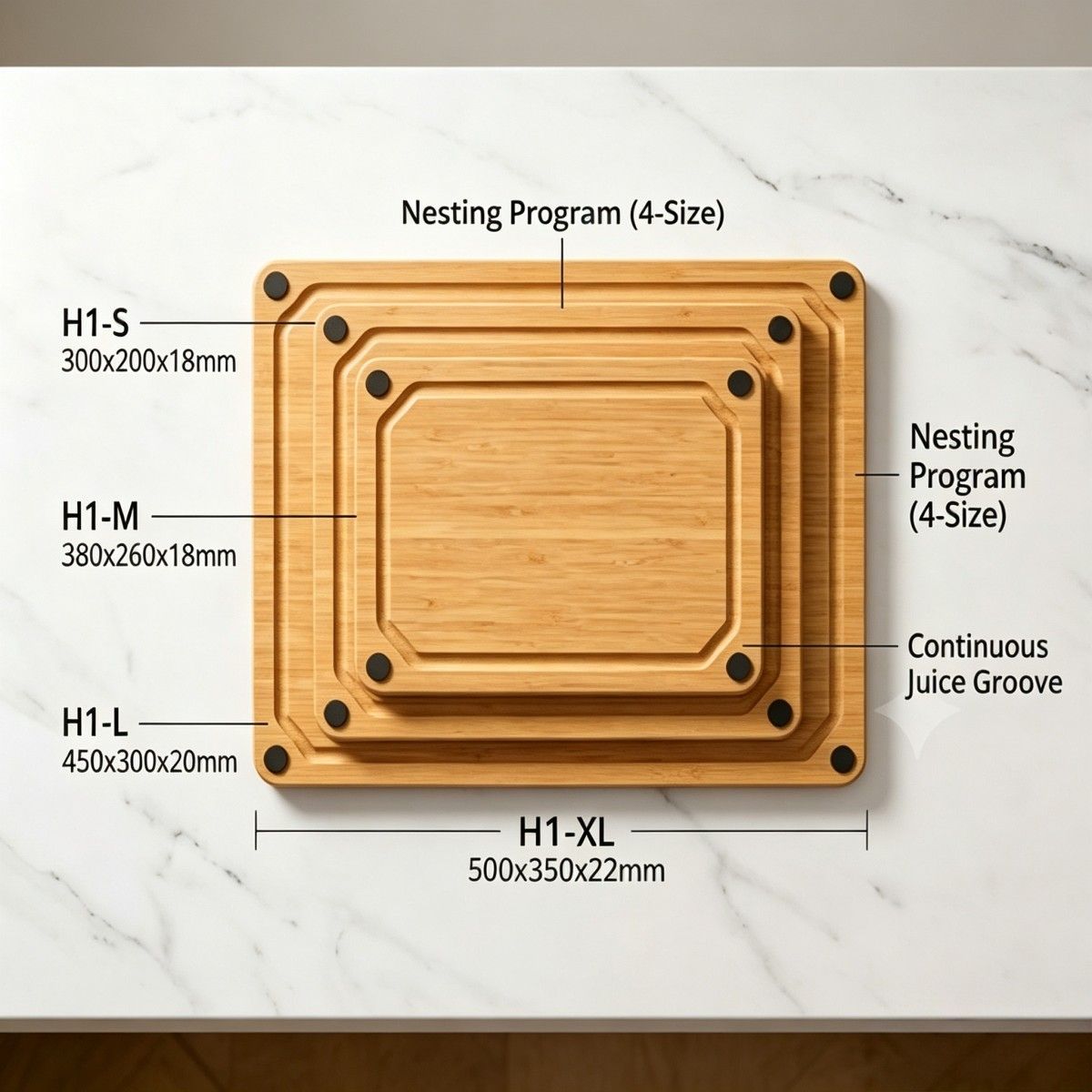4-Size Bamboo Cutting Board Program(Image4) 4-Size Bamboo Cutting Board Program(Image4)