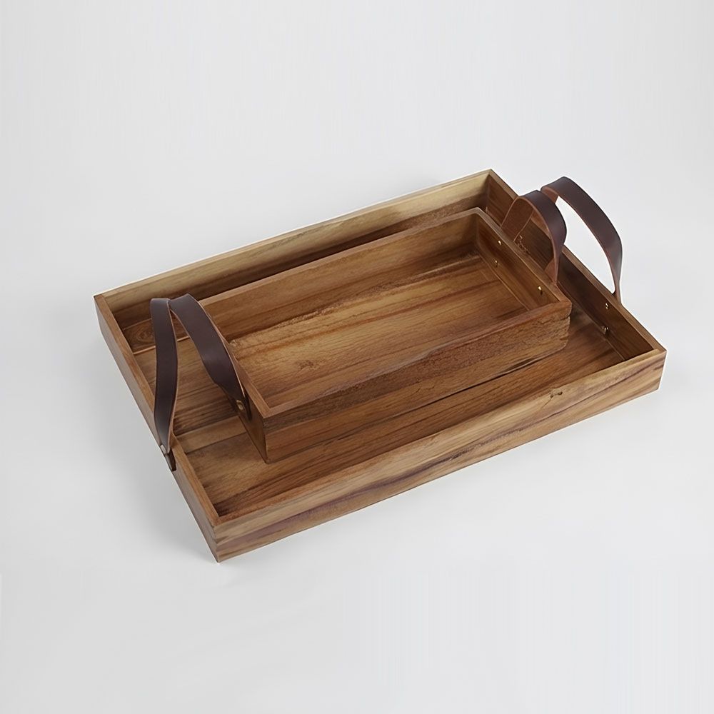 Leather handle tray small/large
