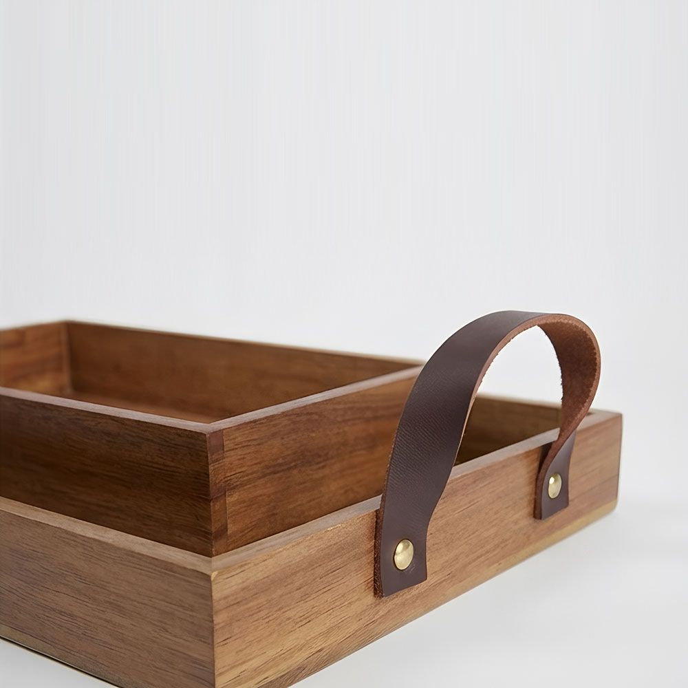 Leather handle tray small/large