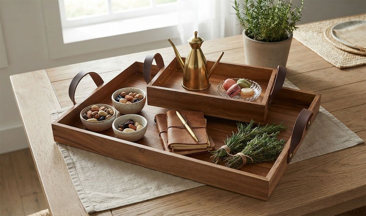 Leather handle tray small/large(Image1) Leather handle tray small/large(Image1)