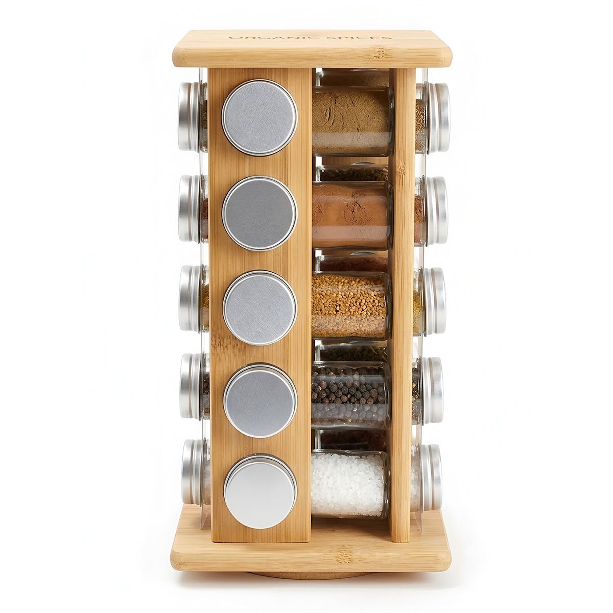 Rotating bamboo seasoning rack