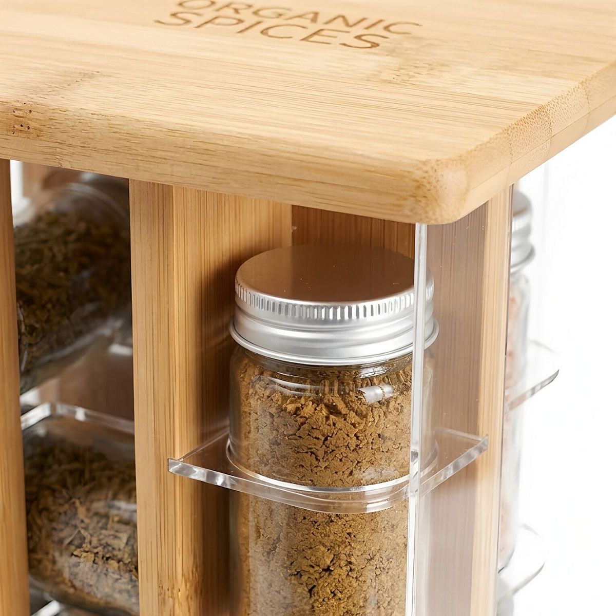 Rotating bamboo seasoning rack