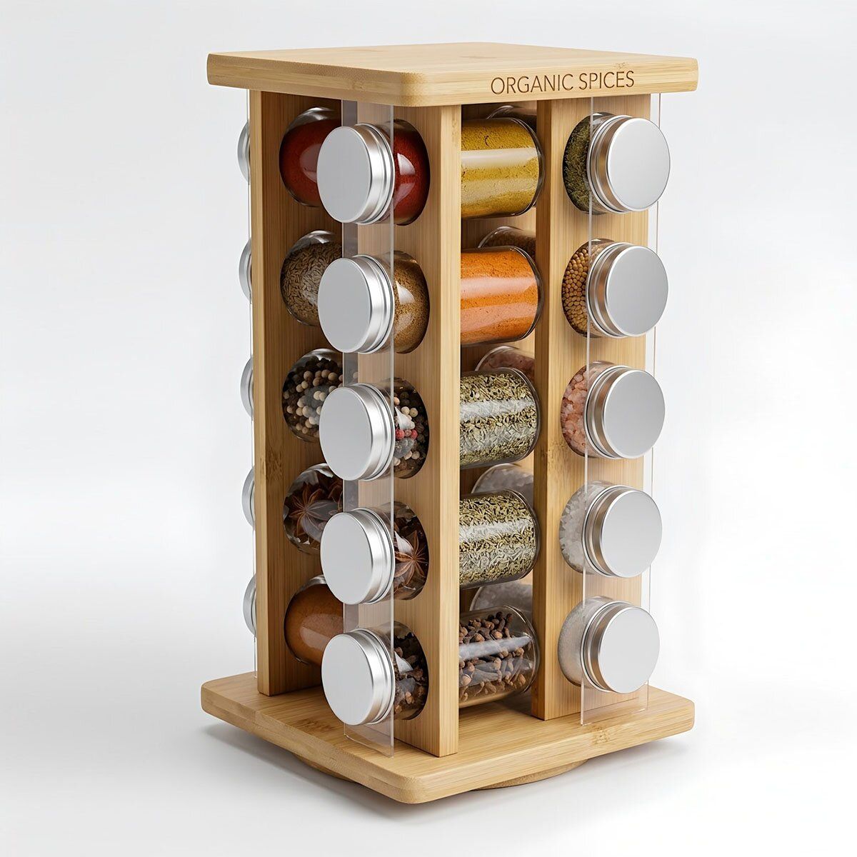 Rotating bamboo seasoning rack