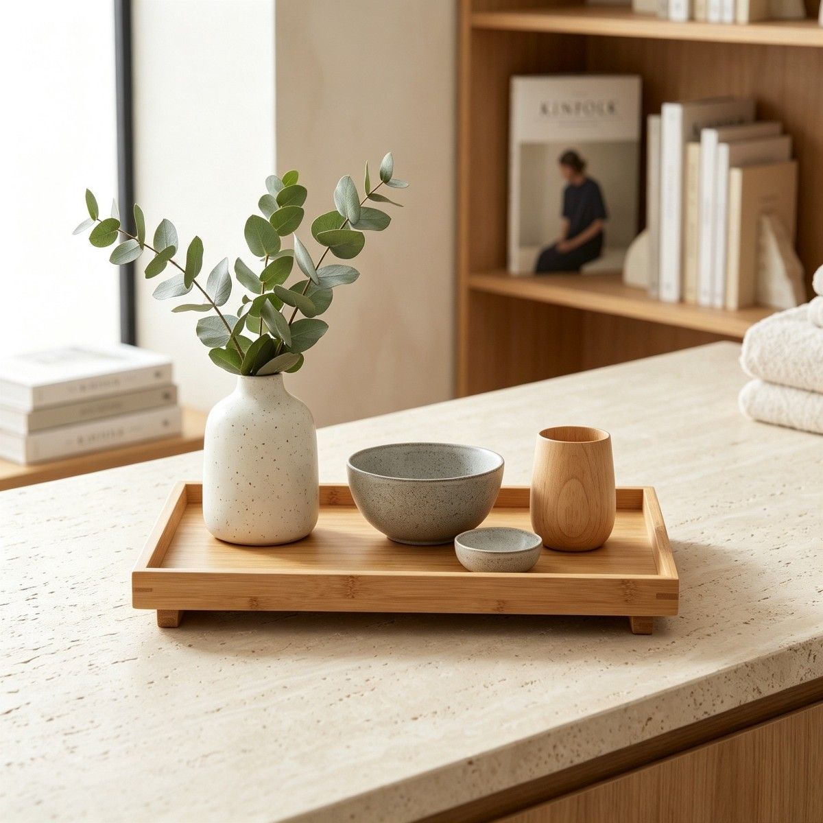 Minimalist bamboo tray