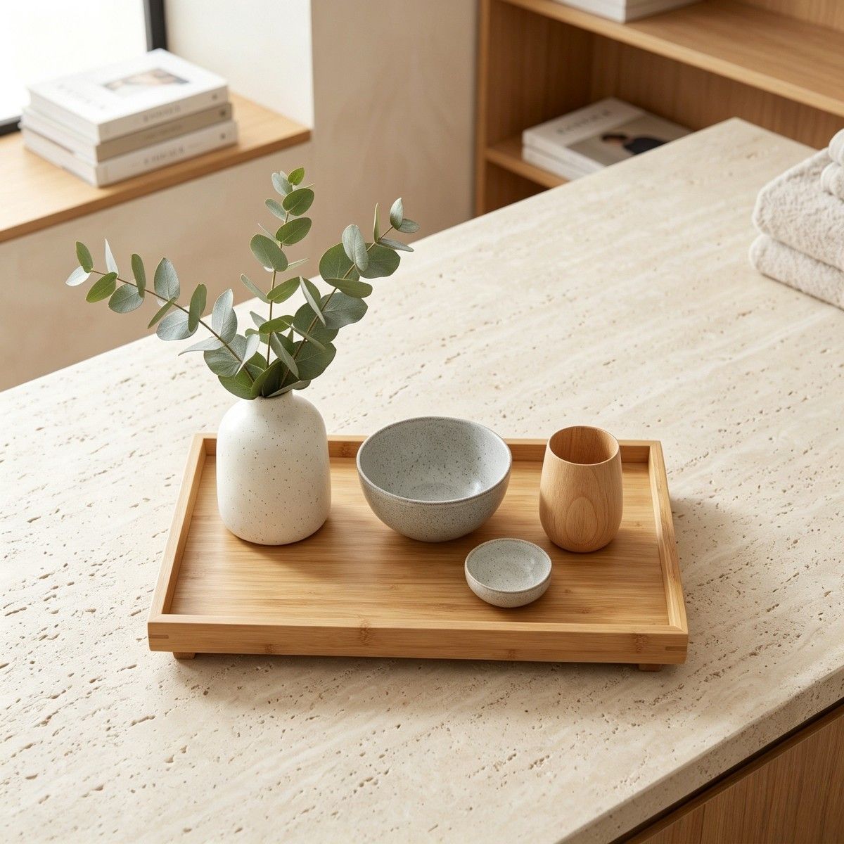 Minimalist bamboo tray