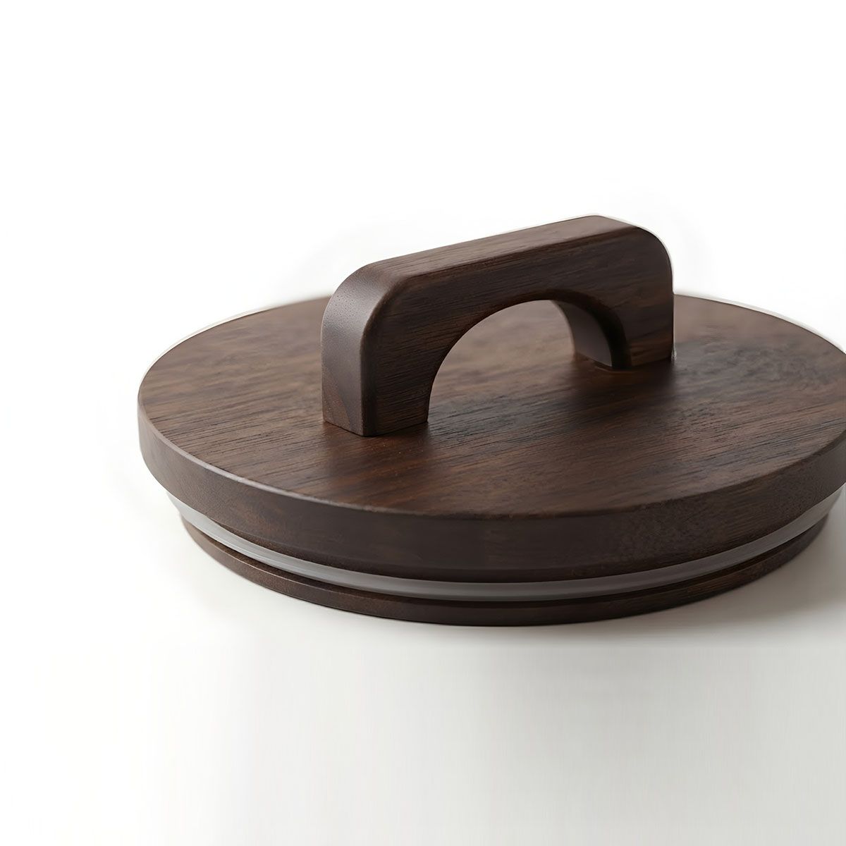 Acacia wood handle grain jar