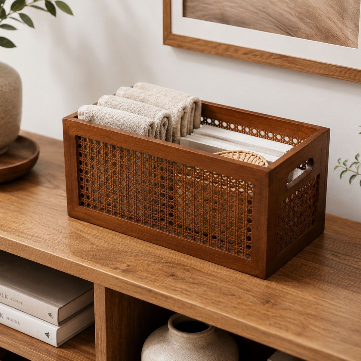 Gezhi Storage Box - Walnut Wood Color