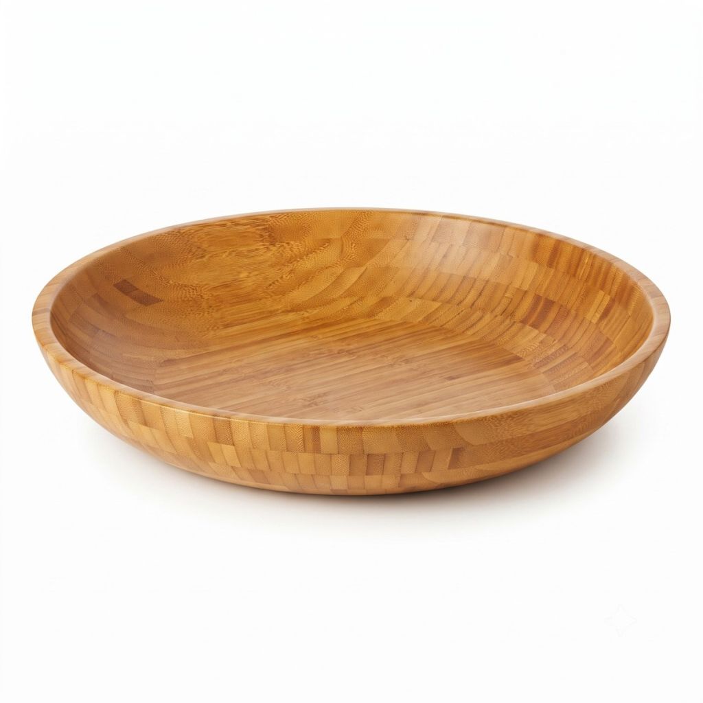 Shallow Mouth Bamboo Wide Salad Bowl