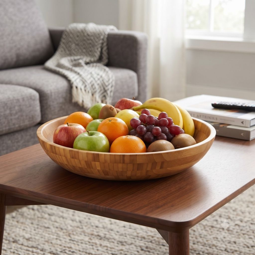 Shallow Mouth Bamboo Wide Salad Bowl