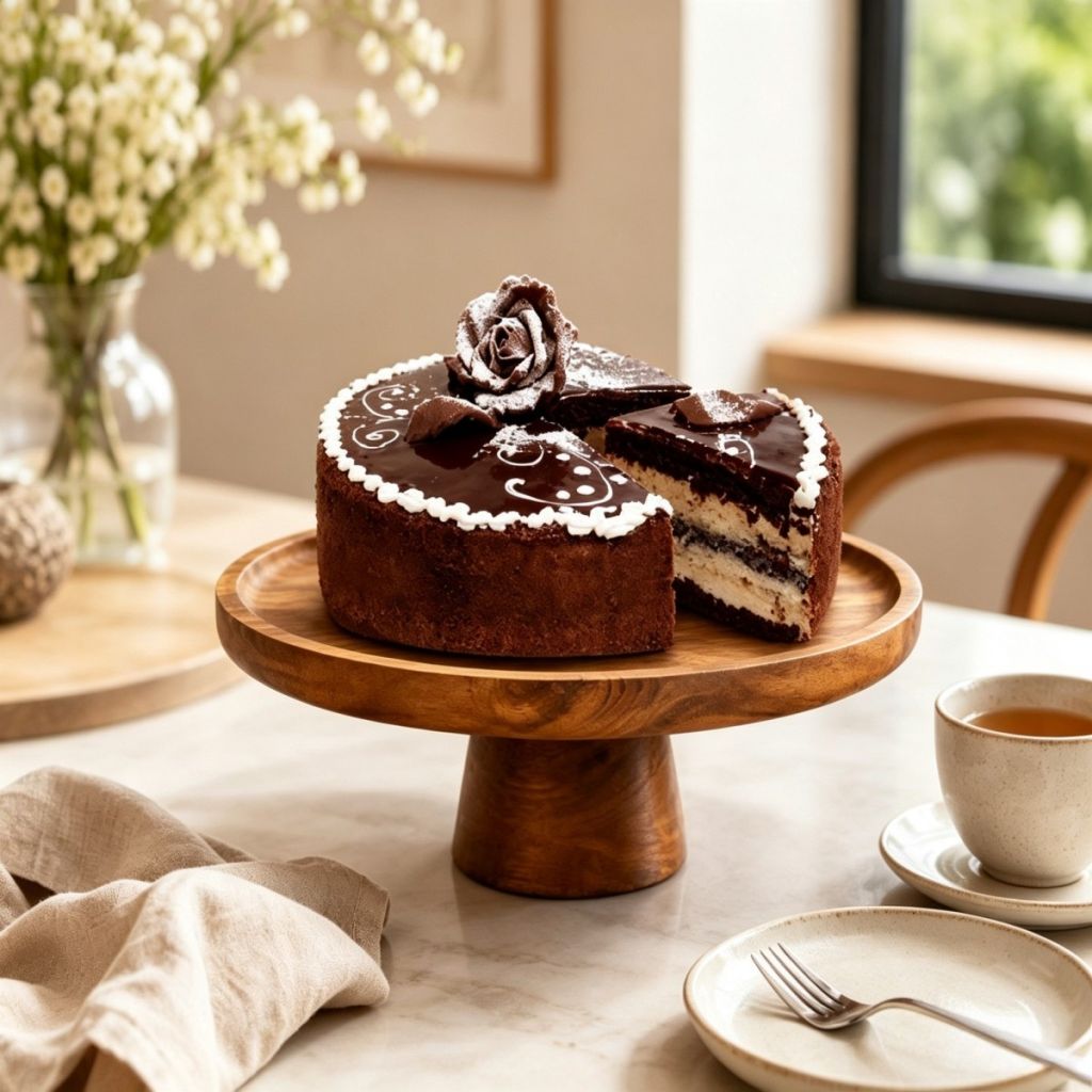 Acacia wood cake plate