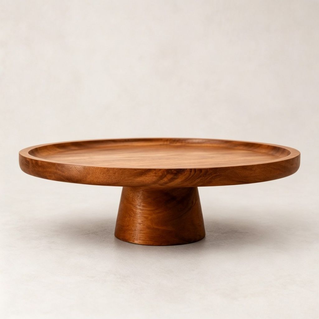 Acacia wood cake plate