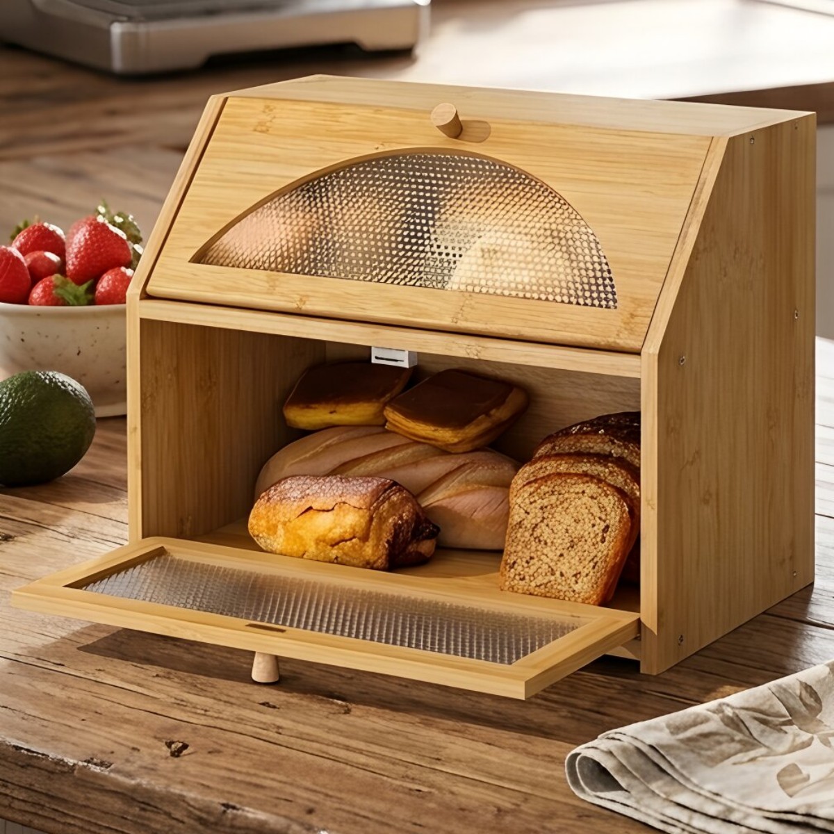 Double layered bread cabinet
