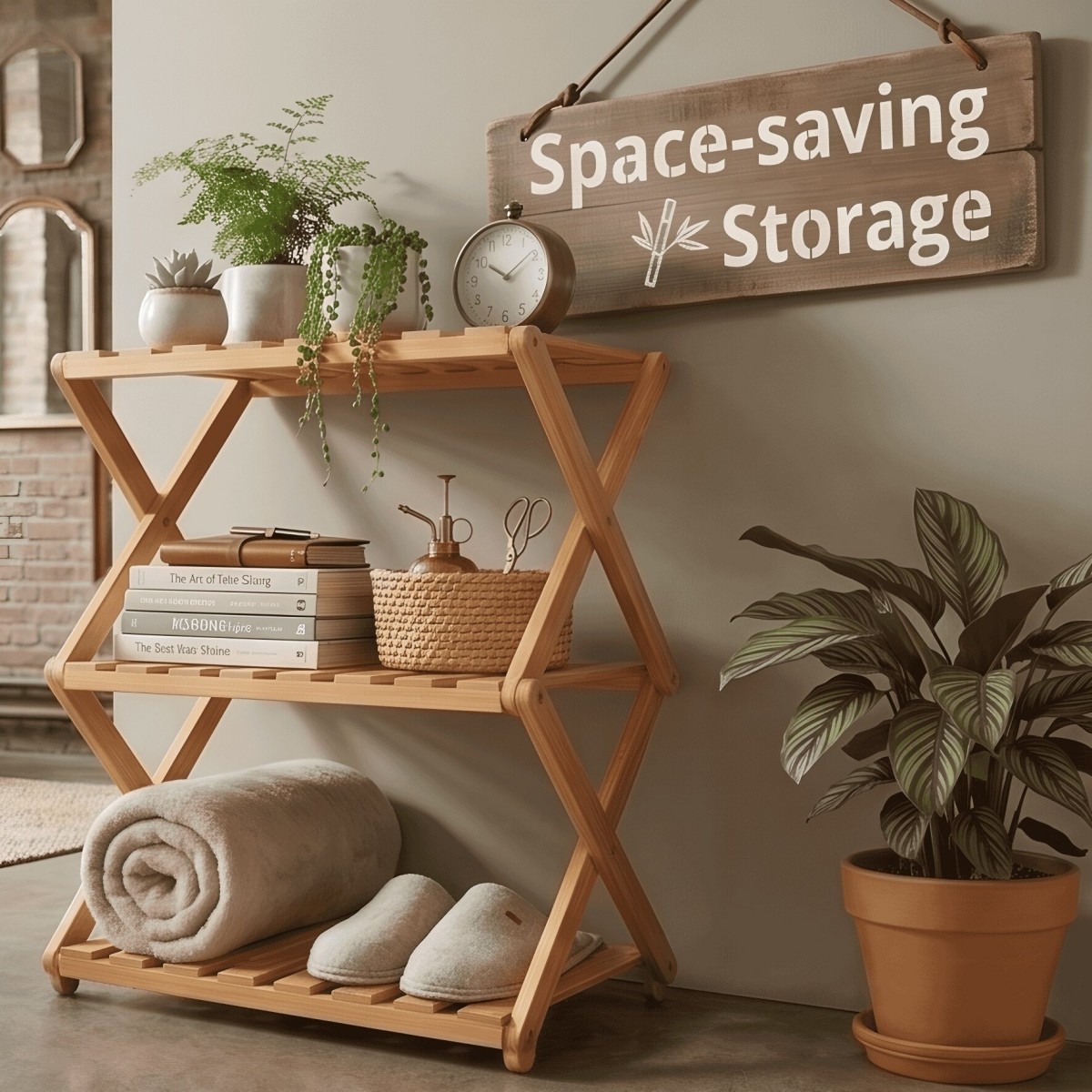 Foldable BambooStorage Rack