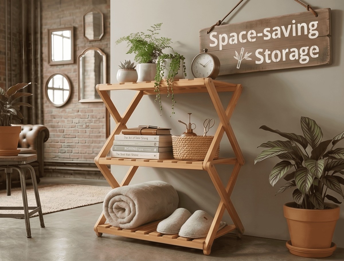 Foldable BambooStorage Rack(Image3) Foldable BambooStorage Rack(Image3)