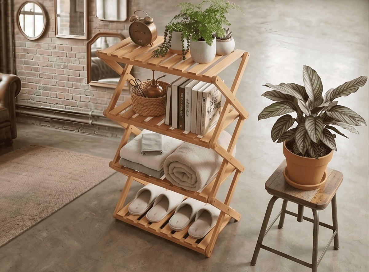 Foldable BambooStorage Rack(Image6) Foldable BambooStorage Rack(Image6)