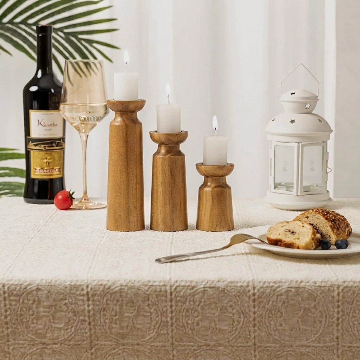 Natural wood candle holder
