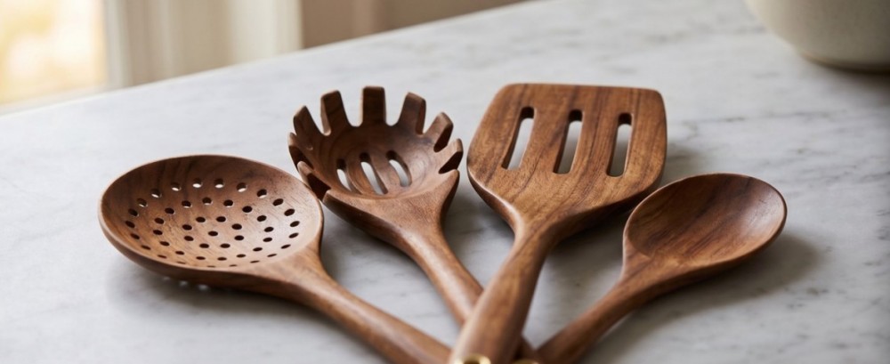 Teakwood Pot Lifter and Spoon Set of 9(Image6) Teakwood Pot Lifter and Spoon Set of 9(Image6)