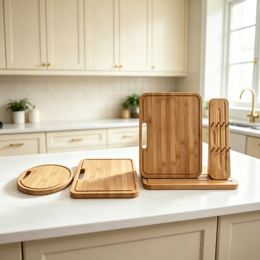 Carbonized bamboo cutting board three piece set