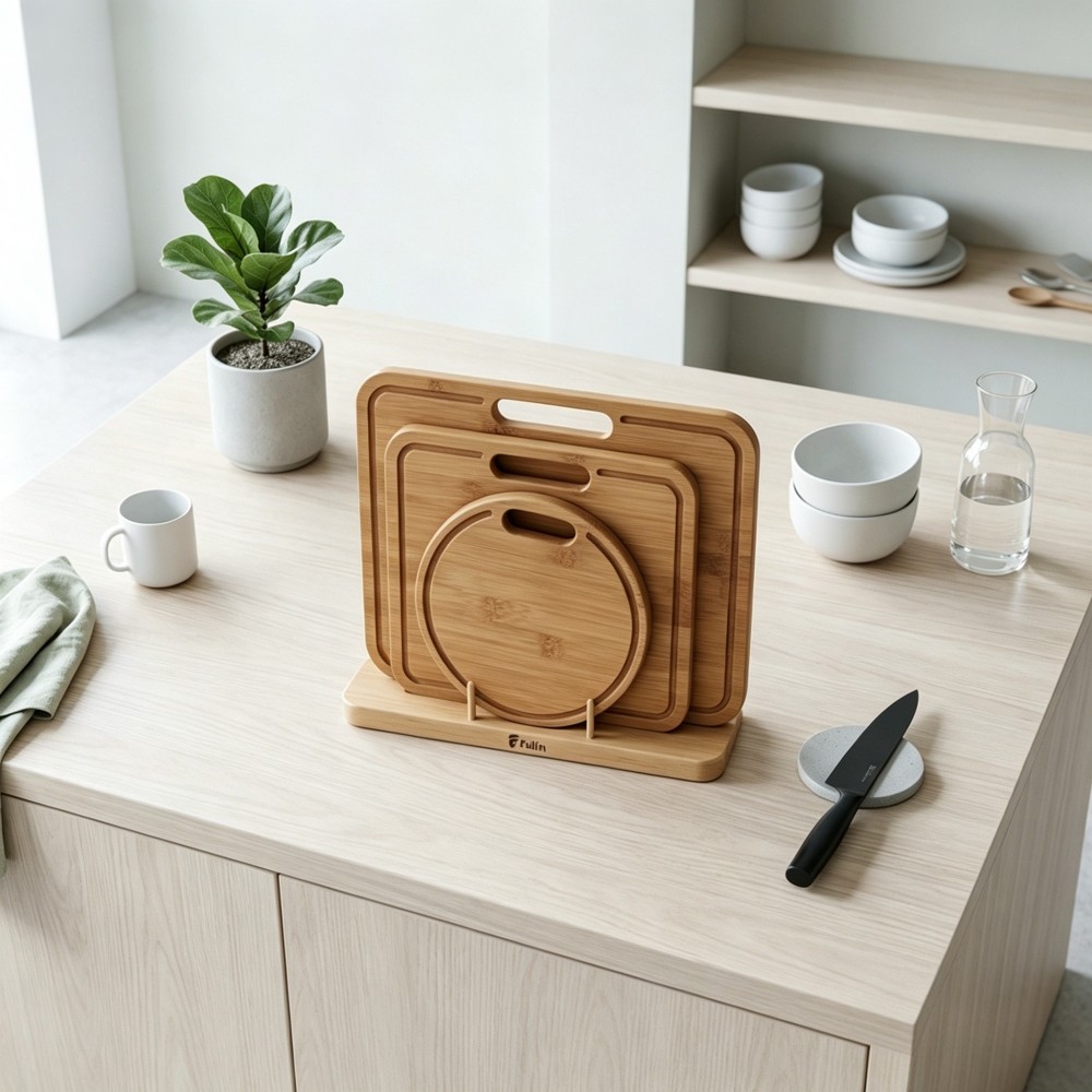 Carbonized bamboo cutting board three piece set